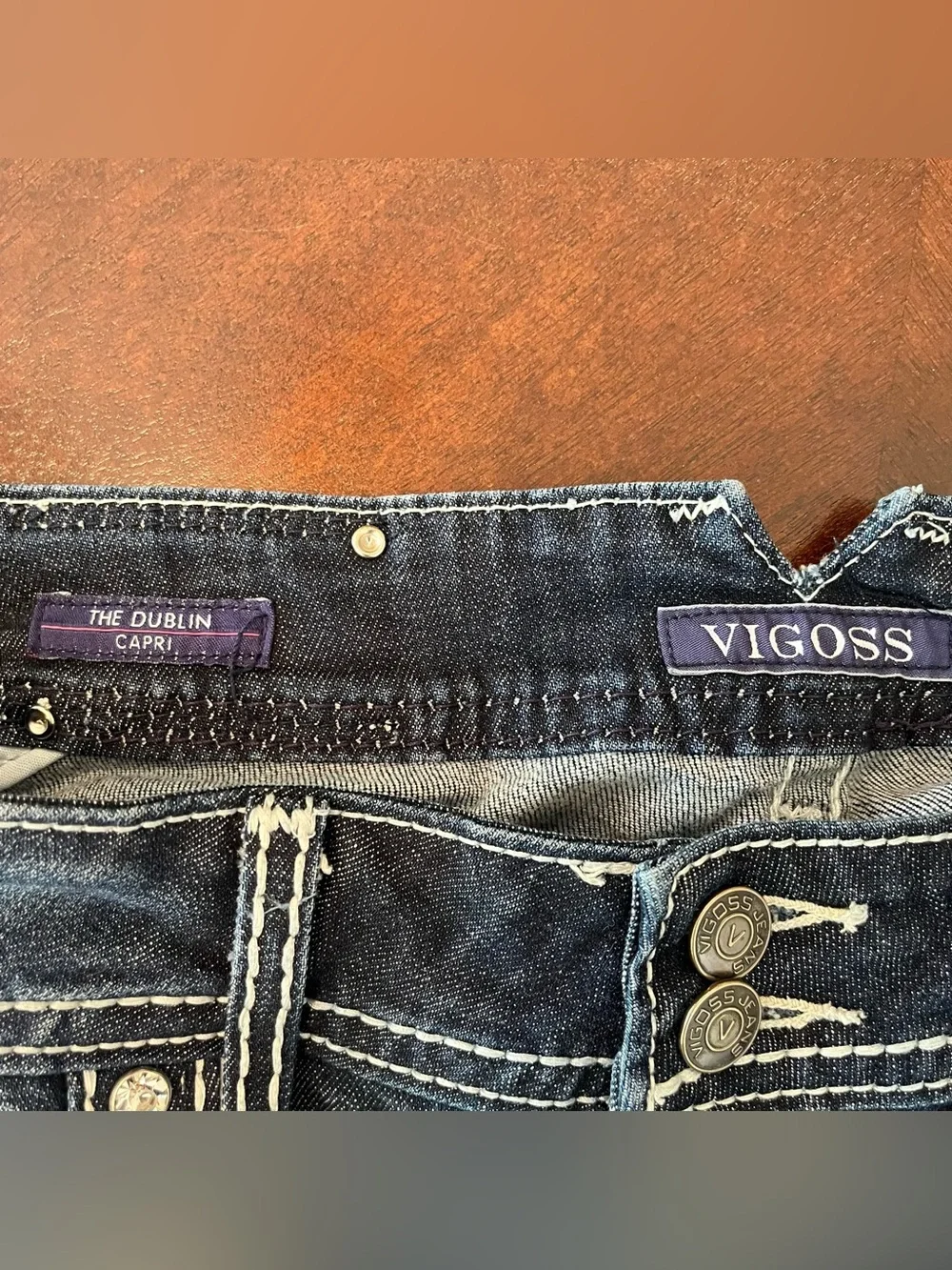 Vigoss The Dublin Women's Blue Low Rise Regular Fit Capri Jeans Bling  Size 7